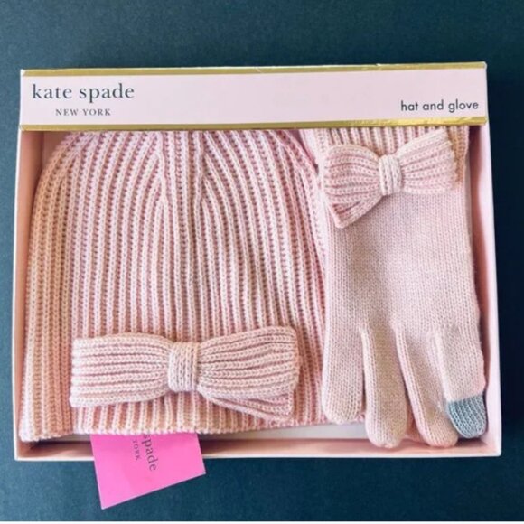 Kate Spade English Rose Knit Hat and Gloves - Picture 2 of 2